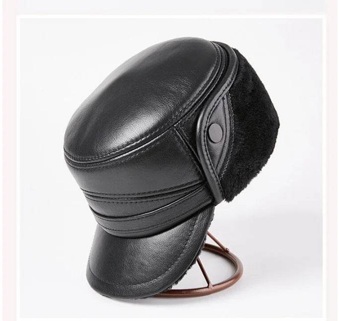 Winter Men's Genuine Leather Hat Thicken Leather Cowhide Baseball Caps With Warm Dad's Hats Sombrero De Cuero Del Hombre Super - FLORANZANI- Beauté & Santé