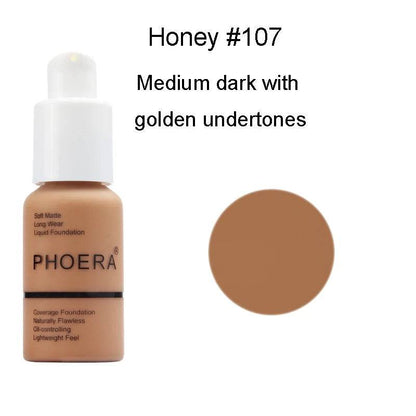 PHOERA 30ml Foundation Makeup 10 Colors Liquid Matte Moisturizer Face Base High Coverage Brighten Concealer Cream TSLM1 - FLORANZANI- Beauté & Santé