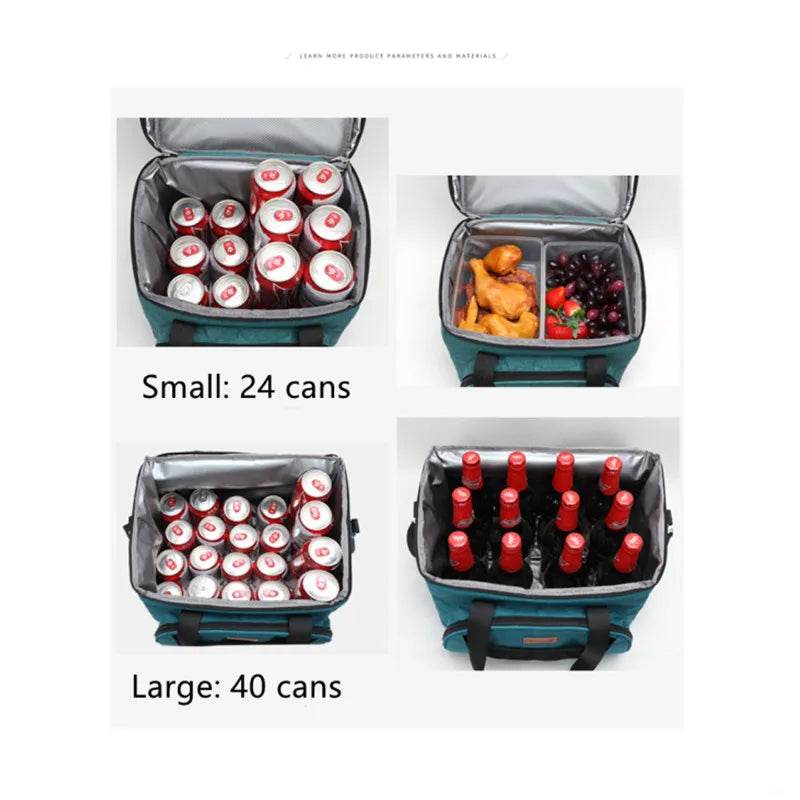 DENUONISS 16/28L 40 Cans Cooler Bag With Strap Picnic Bag Sac Isotherme Insulated Bag For Beer Big Meal Container Lunch Bag - FLORANZANI- Beauté & Santé