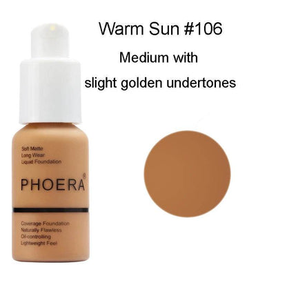 PHOERA 30ml Foundation Makeup 10 Colors Liquid Matte Moisturizer Face Base High Coverage Brighten Concealer Cream TSLM1 - FLORANZANI- Beauté & Santé