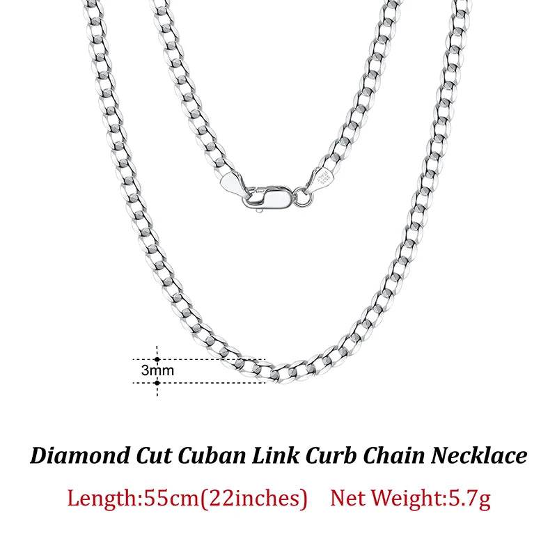 Rinntin 18K Gold Over 925 Sterling Silver 3mm/5mm Italian Diamond Cut Cuban Link Curb Chain Necklace for Women Men Jewelry SC60 - FLORANZANI- Beauté & Santé