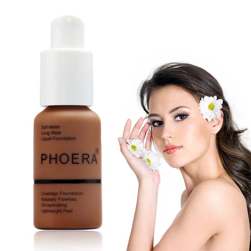 PHOERA 30ml Foundation Makeup 10 Colors Liquid Matte Moisturizer Face Base High Coverage Brighten Concealer Cream TSLM1 - FLORANZANI- Beauté & Santé