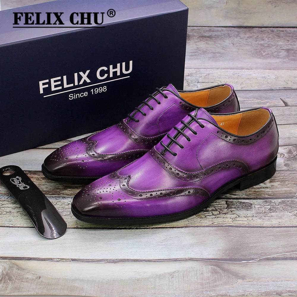 Luxury Men's Dress Shoes Genuine Calf Leather Oxford Shoes for Men Wingtip Brogue Comfortable Business Formal Shoes Male - FLORANZANI- Beauté & Santé