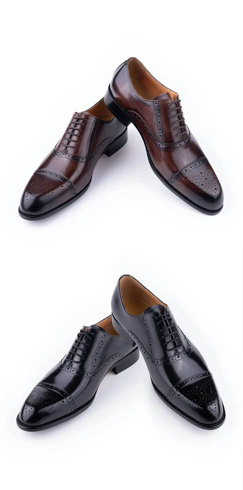 Classic Brogue Shoe Men's Business Suits Matches New Style Genuine Cowhide Handmade Formal Office Wedding Party Mans Dress Shoes - FLORANZANI- Beauté & Santé