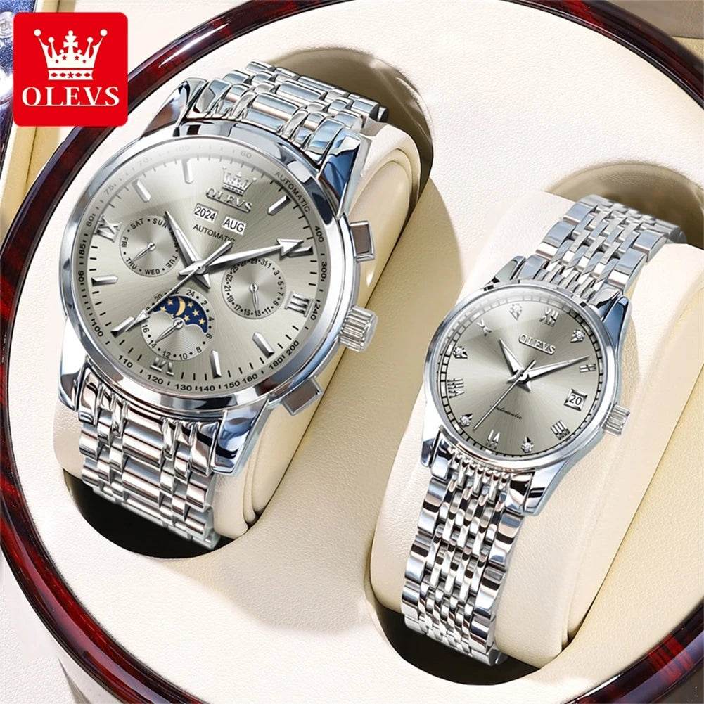 OLEVS Couple Watch Valentines Matching Watches His and Her Couple Set Wrist Watch Men and Women Lovers Wedding Romantic gifts - FLORANZANI- Beauté & Santé