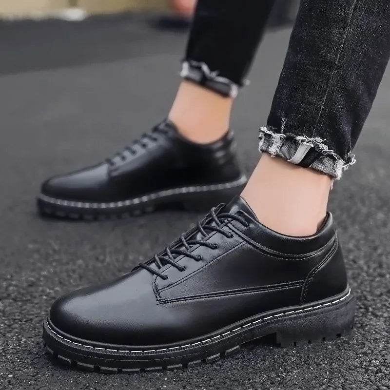 Sewn Men Leather Shoes British Style Men Shoes Men Sports Shoes Durable Thick Sole Men's Oxford Formal Leather Shoes - FLORANZANI- Beauté & Santé