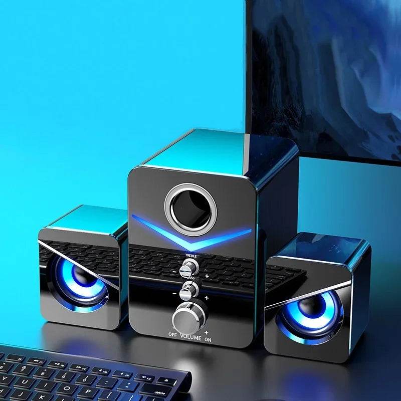 2 in 1 Wired Wireless Computer Speakers Deep Bass Sound Box Speaker for PC Laptop Powerful Subwoofer Multimedia Loudspeakers - FLORANZANI- Beauté & Santé