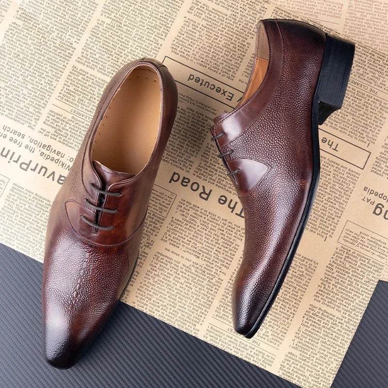 Luxury Men Oxford Shoes Footwear High Quality Classic Style Dress Leather Shoes Coffee Black Lace Up Pointed Toe Formal Shoe Men - FLORANZANI- Beauté & Santé