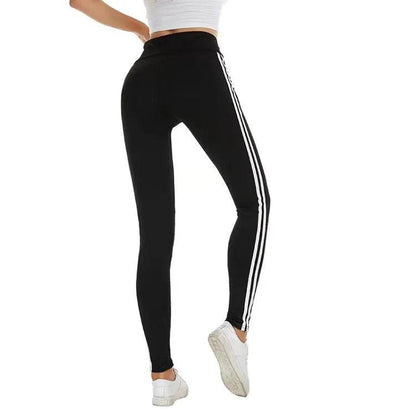 Side Stripe Tummy Control Sports Leggings - FLORANZANI- Beauté & Santé