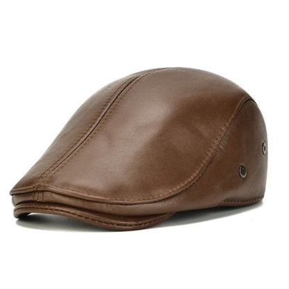 Men's outdoor leather hat winter Berets male warm Ear protection cap 100% genuine leather dad hat wholesale Leisure - FLORANZANI- Beauté & Santé