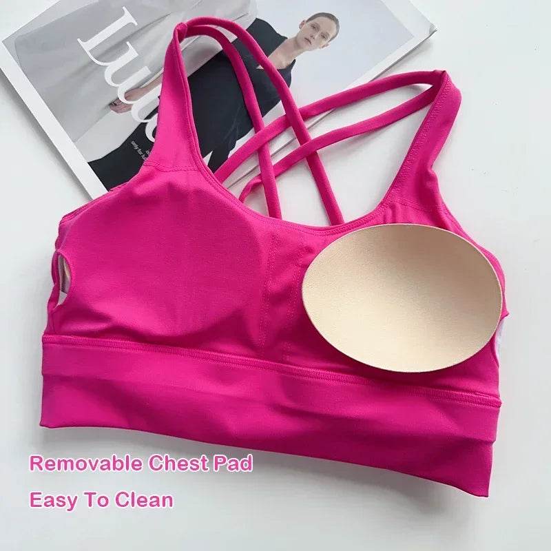 Sexy Fashion Cross Back Women Yoga Sport Bras Breathable Quick-Drying Shockproof Yoga Underwear Fitness Running Exercise Bra - FLORANZANI- Beauté & Santé