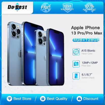 Apple iPhone 13 Pro/13 Pro Max 5G Mobile Phone 6.1"/6.7" 120Hz Super Retina OLED NFC A15 Bionic Hexa-Core Unlocked IOS CellPhone