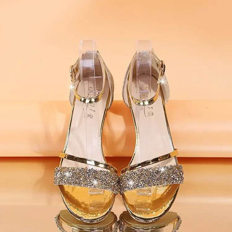 2025 New Fashion Women's Sandals Gold and Silver Low Heel Casual Shoes Women Open Toe Summer Light Fashion Women's Shoes - FLORANZANI- Beauté & Santé