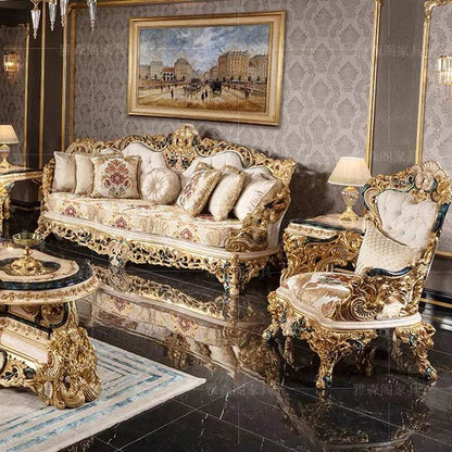 French court classical furniture Renaissance art solid wood carved villa luxury bespoke European sofa - FLORANZANI- Beauté & Santé