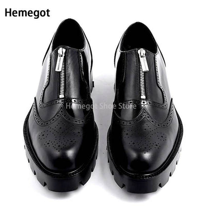 Men's Genuine Leather Oxford Shoes Classic Slip On Office Dress Wedding Brogue Pointed Toe Business Formal Shoes for Men - FLORANZANI- Beauté & Santé