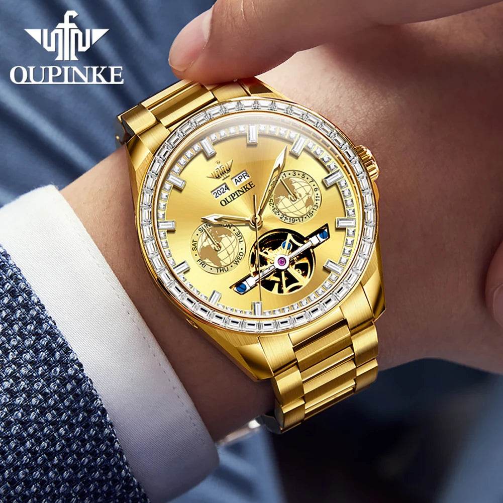 OUPINKE 3280 TOP Fully Automatic Mechanical Watch for Men Waterproof Luminous Weekly Calendar Date Original Brand Wristwatch - FLORANZANI- Beauté & Santé