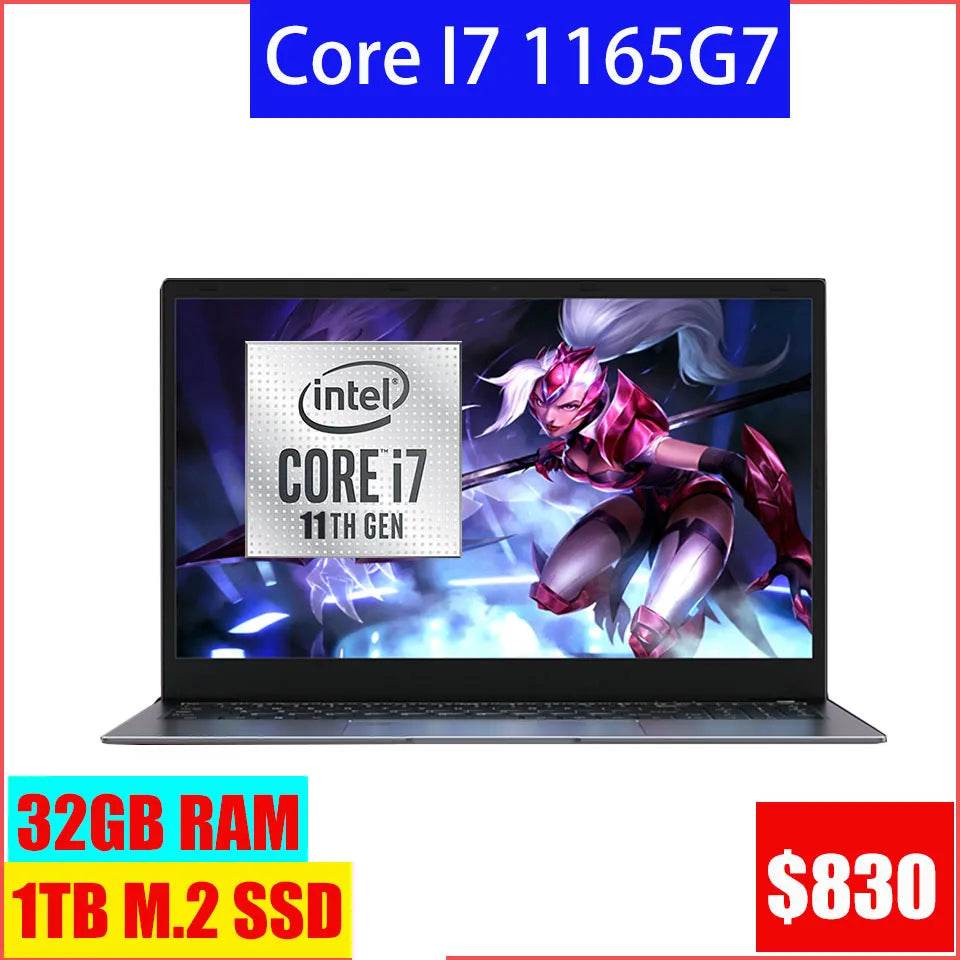 2022 Super Notebook Laptops 32GB DDR4 RAM 1TB M.2 SSD Core I7 /I5 11th Gen 1165G7 4-Core 15.6 inch Metal Gaming Laptop Computer - FLORANZANI- Beauté & Santé