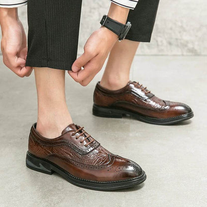 Luxury Men's Brogue Shoes Men SUIT Shoes Casual Formal Business leather Shoes Men brown Wedding Shoes Italian Dress banquet Shoe - FLORANZANI- Beauté & Santé