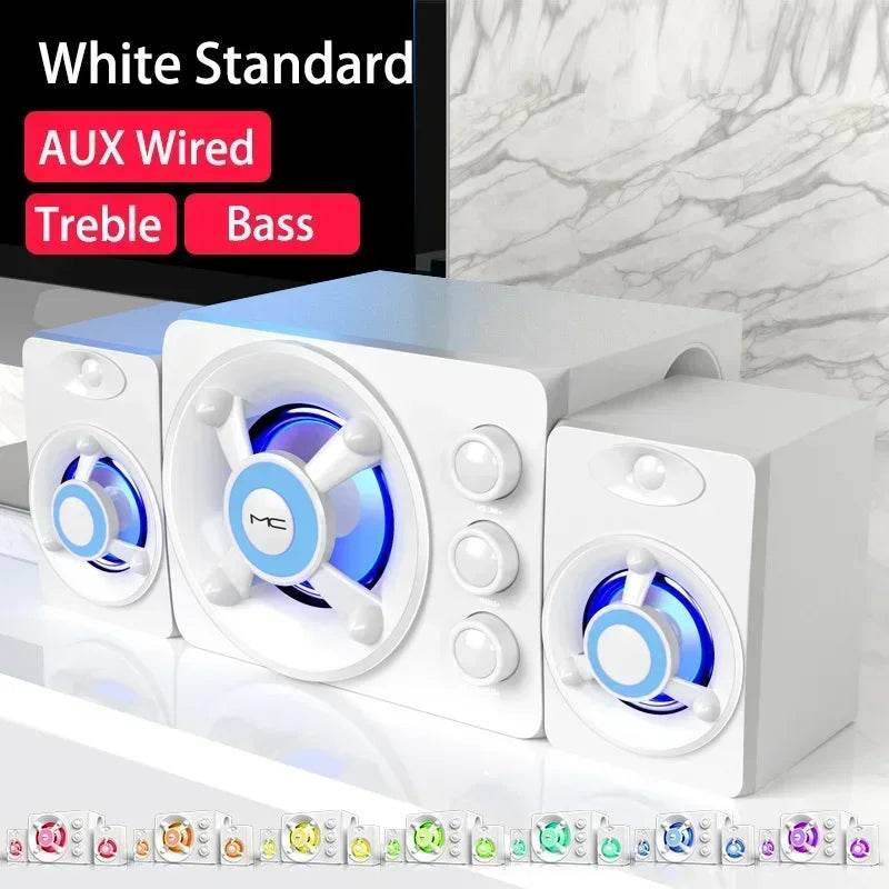 HIFI 3D Stereo Speakers Colorful LED Light Heavy Bass AUX USB Wired Wireless Bluetooth Audio Home Theater Surround Sound Bar TV - FLORANZANI- Beauté & Santé