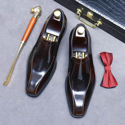 Business Formal Shoes Men's Cowhide Genuine Leather Pointed Toe Loafers Men's Office High Quality Leather Shoes Men's Suit Shoes - FLORANZANI- Beauté & Santé