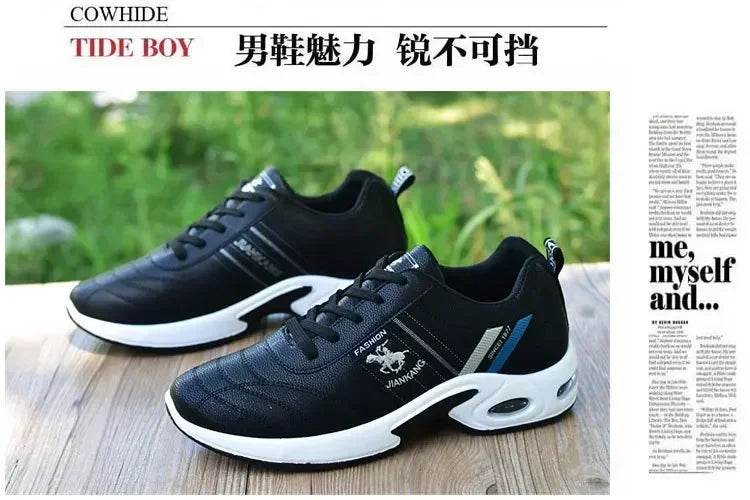 PU Leather Men Sneakers Breathable Men Casual Shoes Arrival Wedges Men Vulcanized Shoes Non-Slip Male Board Shoes Кроссовки - FLORANZANI- Beauté & Santé