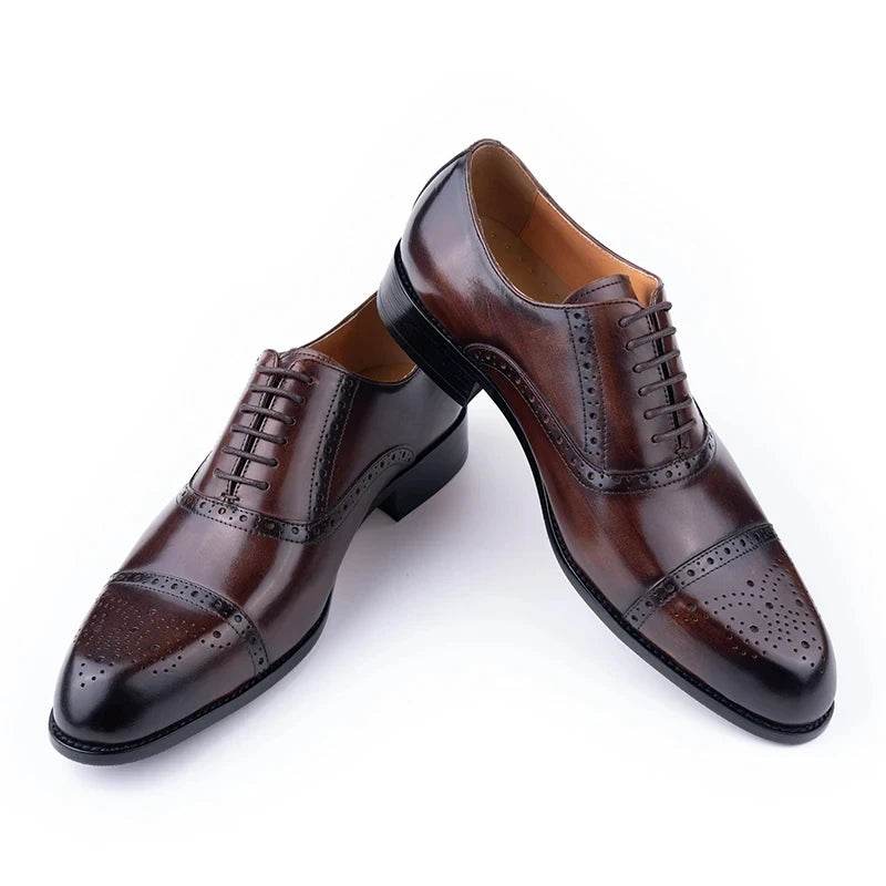 Classic Brogue Shoe Men's Business Suits Matches New Style Genuine Cowhide Handmade Formal Office Wedding Party Mans Dress Shoes - FLORANZANI- Beauté & Santé