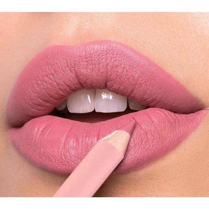 12Color Matte Lipliner Pink Lip Liner Pencil Waterproof Plumping Stain Lipstick Natural Nude Outline Lips Contour Makeup girl - FLORANZANI- Beauté & Santé