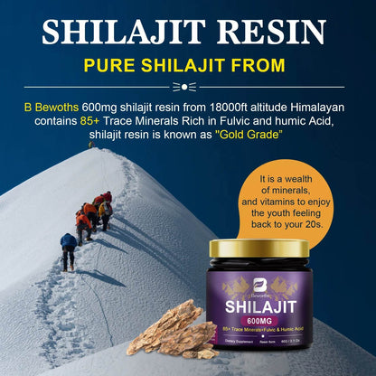 BEWORTHS 60ML 100% Original Shilajits High Purity Shilajit Resin with Fulvic Acid and 85+Trace Minerals Support Overall Health - FLORANZANI- Beauté & Santé