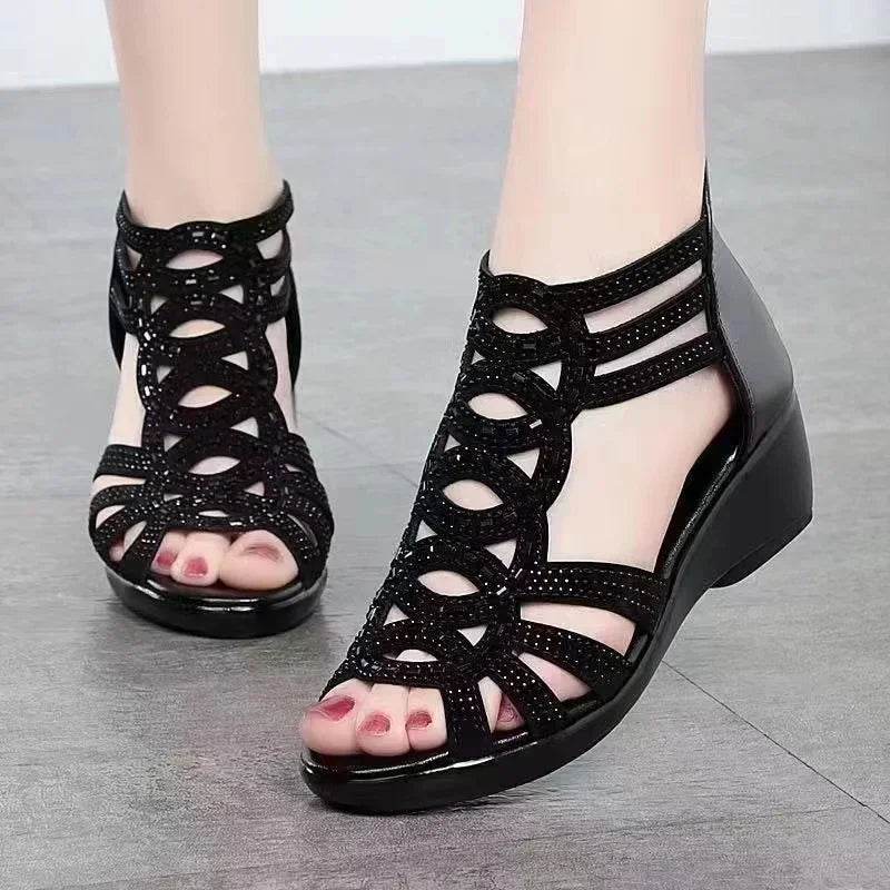 New Roman Sandals for Women 2024 Summer New Soft Sole Outer Wear Women's Wedge Shoes Fashion Casual Designer Shoes for Women - FLORANZANI- Beauté & Santé