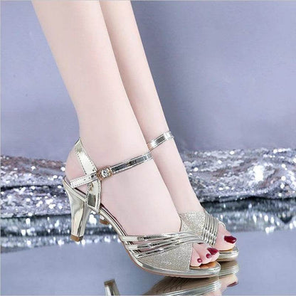 Peep Toe High Heeled Women Sandals Fashion Ladies Summer Shoes Brand Spike Heels 6cm Gold Silver - FLORANZANI- Beauté & Santé