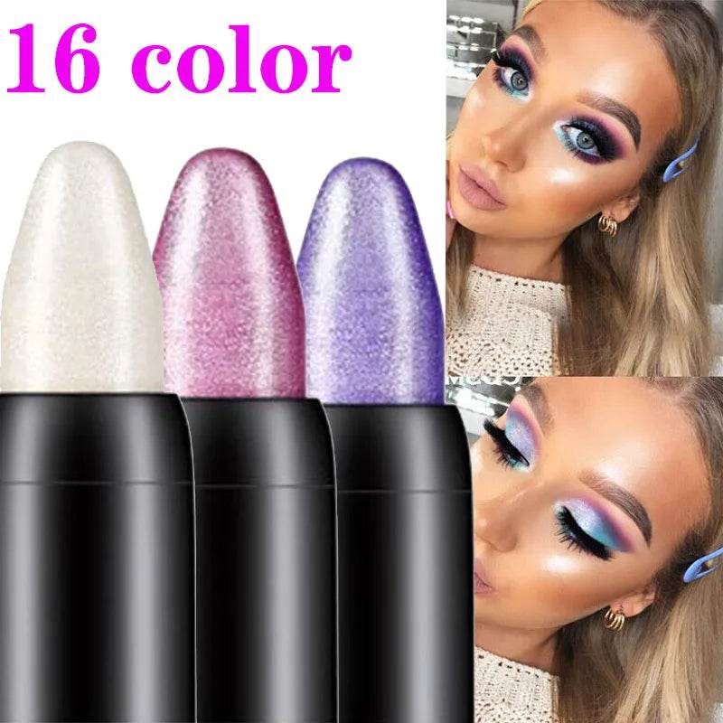 16 Color Highlighter Eyeshadow Pencil Waterproof Glitter Matte Nude Eye Shadow Makeup Pigment Cosmetics White Eyeliner Pen - FLORANZANI- Beauté & Santé