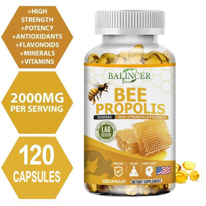 BEE PROPOLIS Capsules - Energy, Immune Function, Digestion, Nutrient Absorption, Promotes Overall Skin Health - FLORANZANI- Beauté & Santé