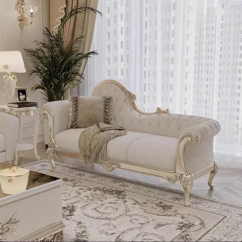 French solid wood romantic court style light luxury carved fabric sofa living room furniture combination - FLORANZANI- Beauté & Santé