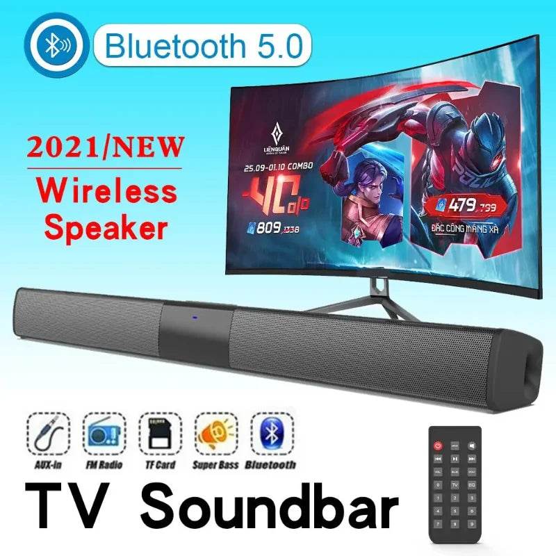 BS-28B Sound Bar TV Portable Bluetooth-compatible Speaker Wireless Column Home Theater Sound System RCA AUX For TV PC Soundbar - FLORANZANI- Beauté & Santé