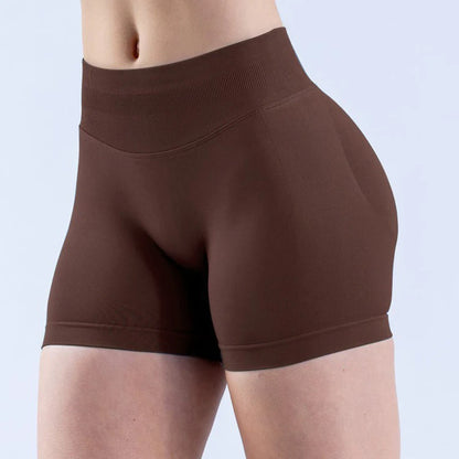 Epligg Damen-Fitness-Sport-Shorts, 11,4 cm, mit Logo, Gym-Shorts, geripptes Band, Workout, Scrunch Butt, Yoga, Booty, Laufshorts