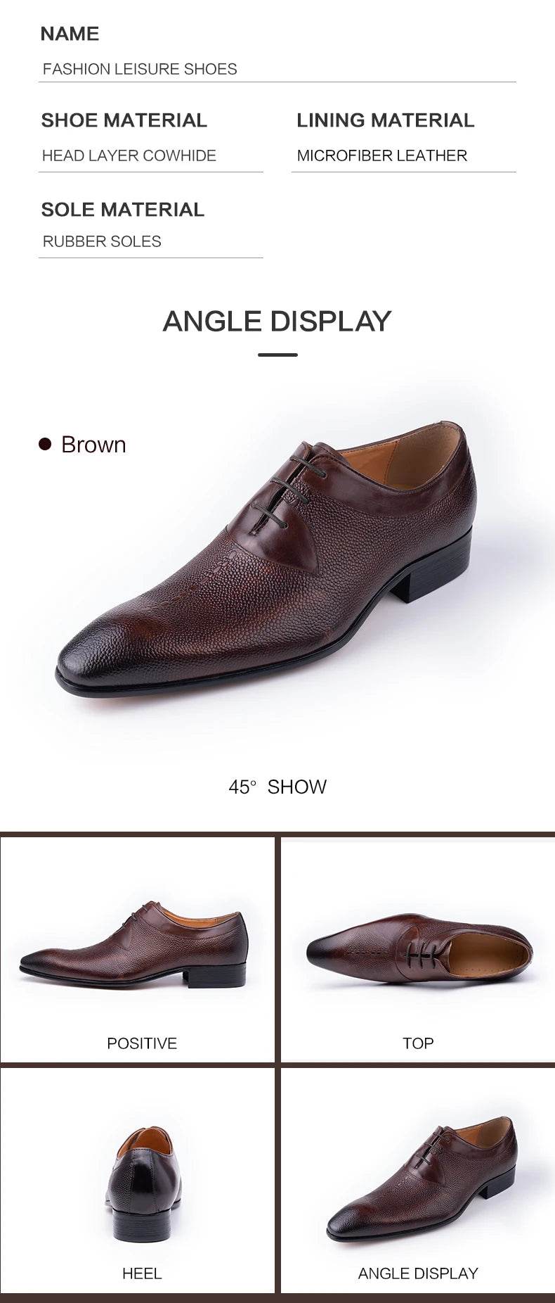 Luxury Men Oxford Shoes Footwear High Quality Classic Style Dress Leather Shoes Coffee Black Lace Up Pointed Toe Formal Shoe Men - FLORANZANI- Beauté & Santé