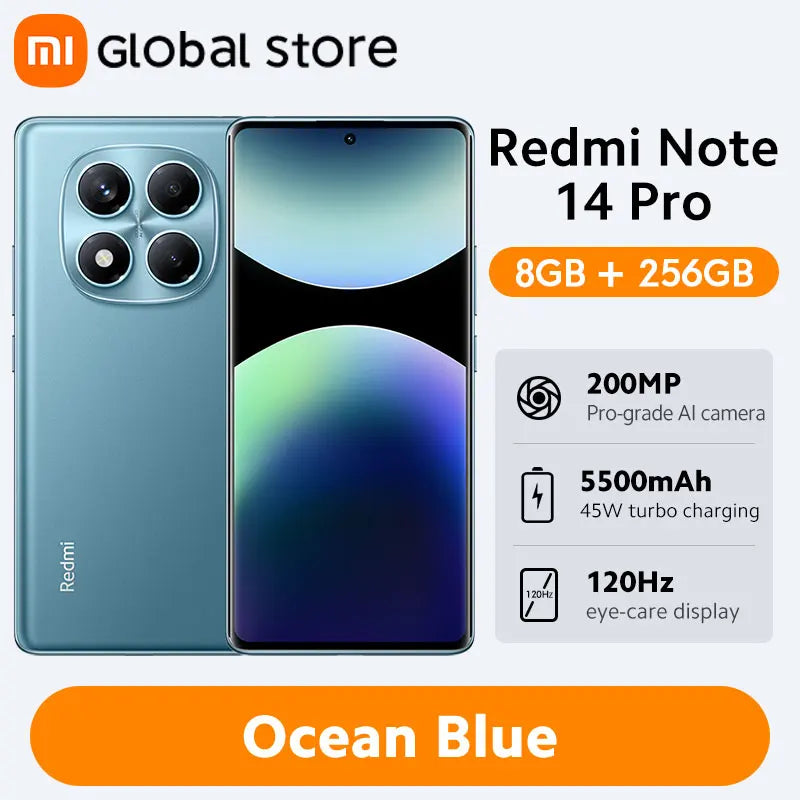 Xiaomi Redmi Note 14 Pro 4G, versión global, pantalla AMOLED de 6,67", MediaTek Helio G100-Ultra, batería de 5500 mAh, cámara con IA de 200 MP