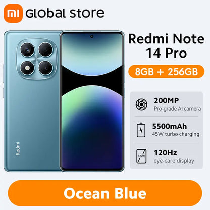 Global Version Xiaomi Redmi Note 14 Pro 4G Smartphone 6.67" AMOLED Display MediaTek Helio G100-Ultra 5500mAh 200MP AI Camera