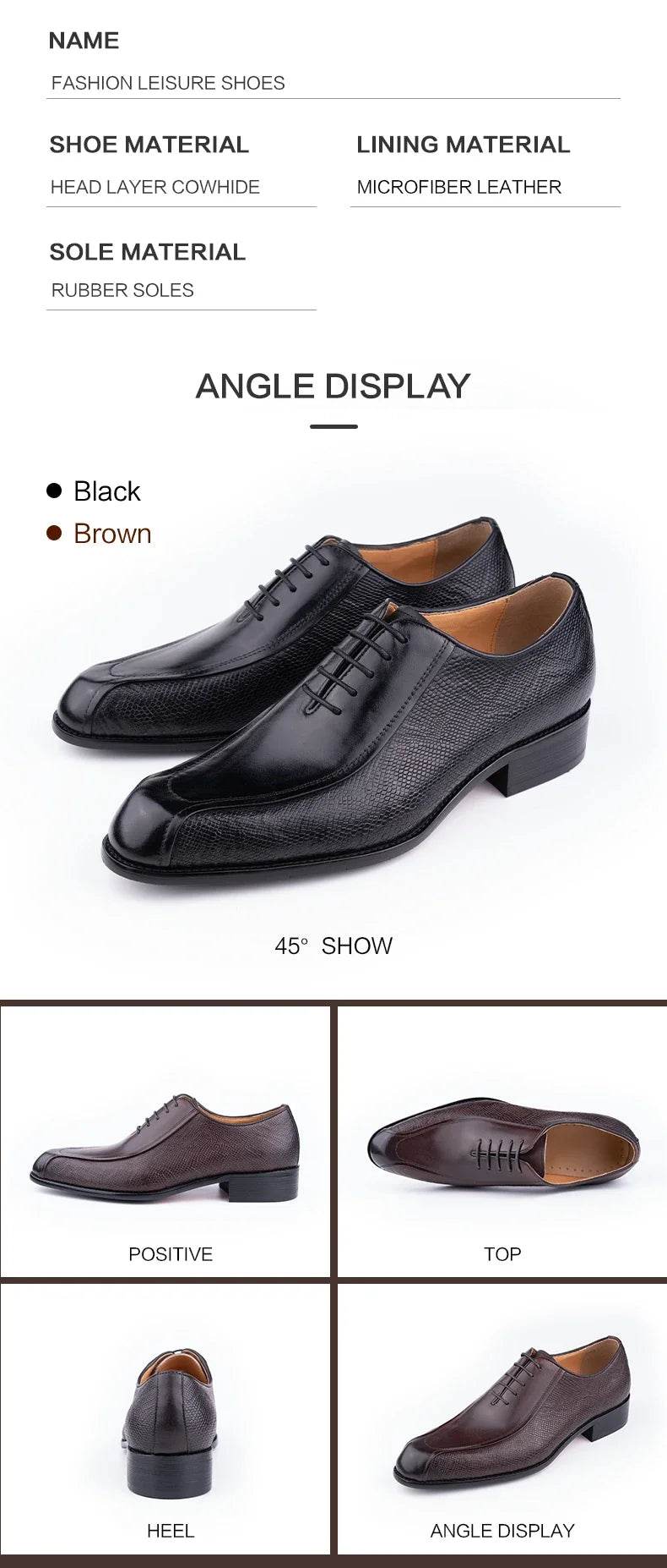 Deluxe Men's Leather Shoes Formal Dress Shoes Wedding Party Oxford Handmade Comfortable Lace Up Genuine Leather Men's Shoe - FLORANZANI- Beauté & Santé