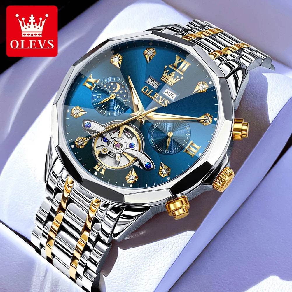 OLEVS 6621 Mens Watch Business Brand Automatic Mechanical Watch Waterproof Watch For Man Moon Phase Original Watches Luxury Men - FLORANZANI- Beauté & Santé