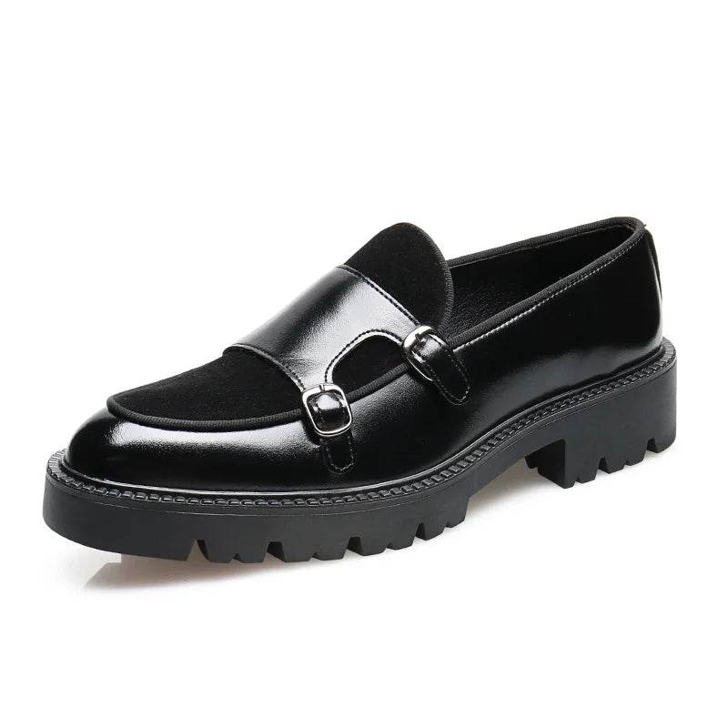 Loafers Men Leather Shoes Thick-soled British Style Black Formal Business Shoes Fashion Luxury Slip-On Casual Shoes Big Size 46 - FLORANZANI- Beauté & Santé