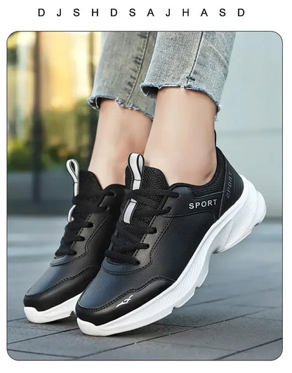 Women's Casual Shoes Breathable Walking Strap Flat Shoes Sports Tennis Women's White and Black Casual Training Shoes New 2024