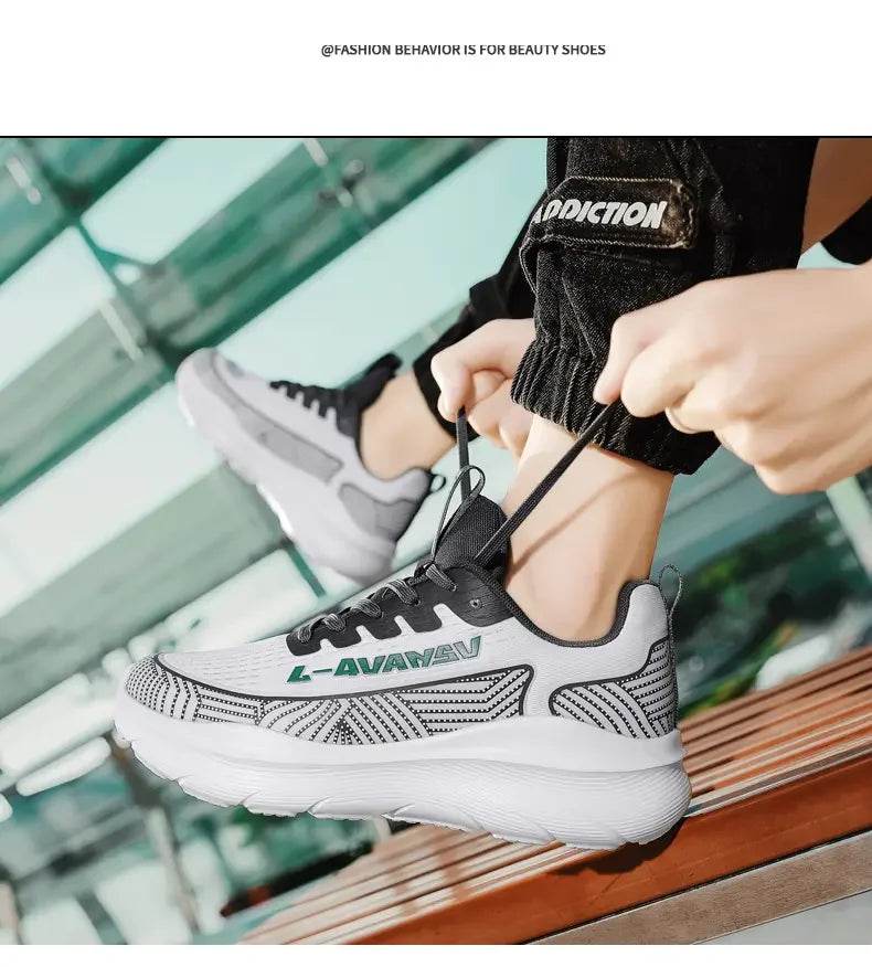 Men Running Shoes Breathable Outdoor Sport Sneakers Air Mesh Gym Elastic Knitting Vamp Tennis Shoes Zapatillas De Deporte - FLORANZANI- Beauté & Santé