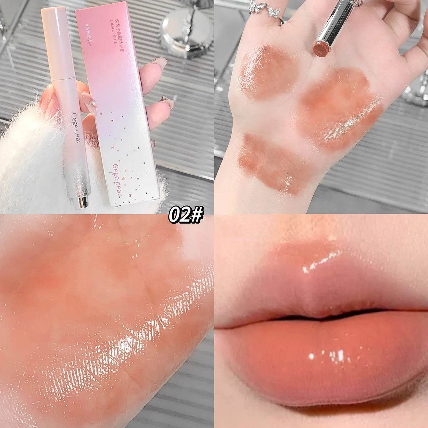 Jelly Solid Lip Gloss Cute Hydrating Mirror Red Brown Lipstick Clear Moisturizing Lips Tint Nature Nude Lip Makeup Cosmetics - FLORANZANI- Beauté & Santé