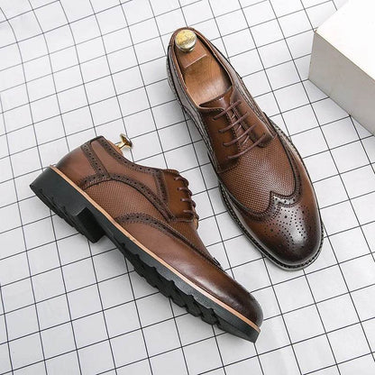 Handmade Oxford Shoes for Men Wingtip Leather Brogue Men's Dress Shoes Classic Business Formal Shoes Male Calfskin Leather Shoe - FLORANZANI- Beauté & Santé