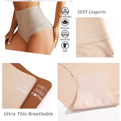 Large Size Women Seamless Panties High Waist Shapewear Elastic Butt Lifter Briefs Solid Ice Silk Breathable Female Underwear - FLORANZANI- Beauté & Santé