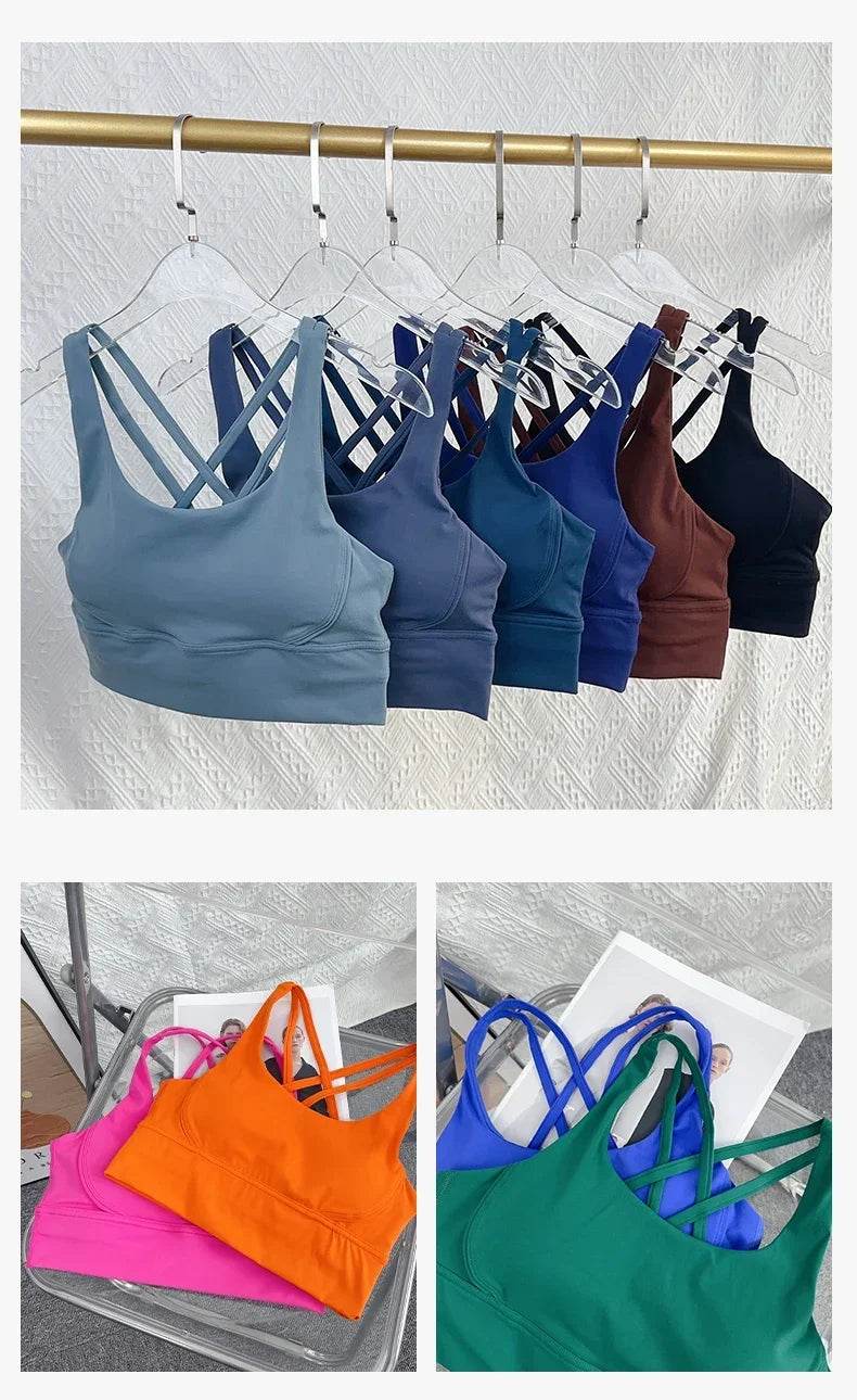 Sexy Fashion Cross Back Women Yoga Sport Bras Breathable Quick-Drying Shockproof Yoga Underwear Fitness Running Exercise Bra - FLORANZANI- Beauté & Santé