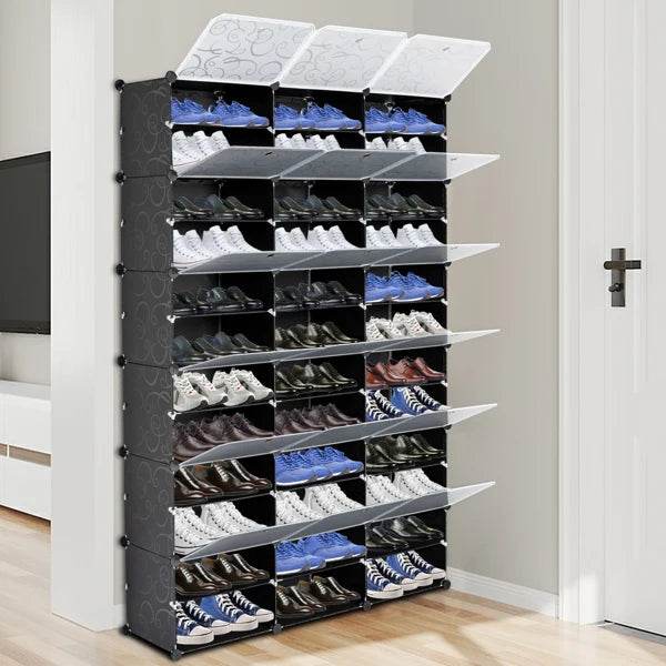 12-Tier Portable 72 Pair Shoe Rack Organizer 36 Grids Tower Shelf Storage Cabinet Stand Expandable for Heels - FLORANZANI- Beauté & Santé