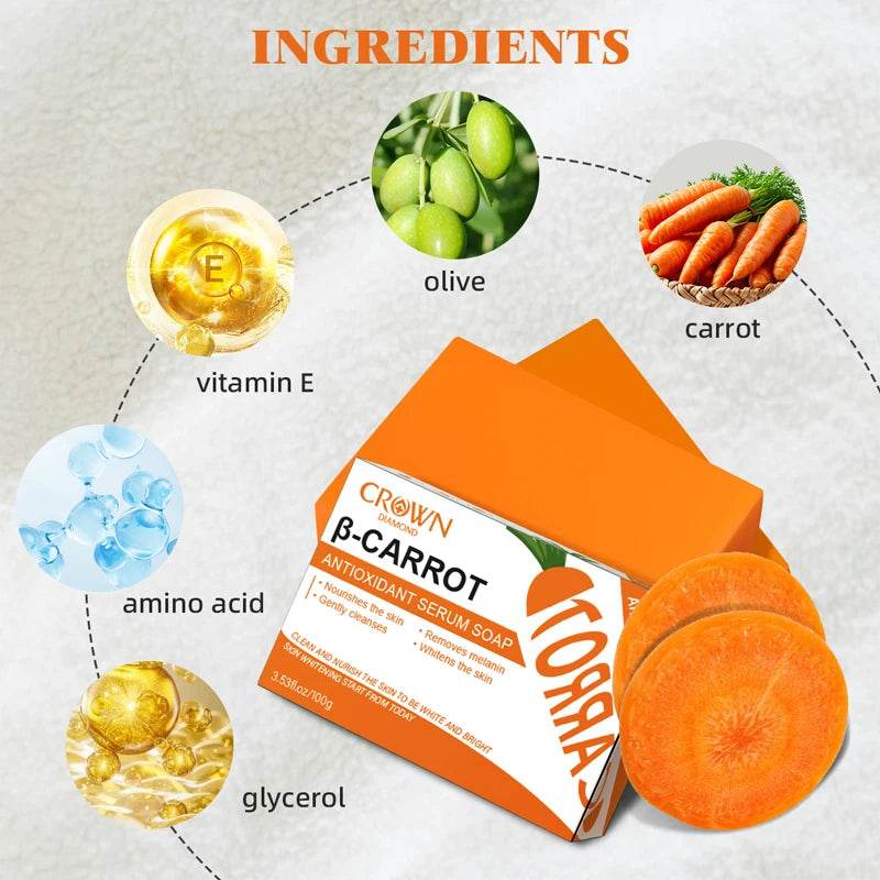 Carrot Soap for Skin Cleaning Stains Skin Soap Bar with Vitamin E for Body and Face Use Facial Cleanser Unisex Valentine's Day - FLORANZANI- Beauté & Santé