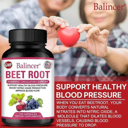 Beetroot Capsules Organic Beetroot Powder Extract + Black Pepper Nitric Oxide Production Blood Circulation Blood Pressure Health - FLORANZANI- Beauté & Santé